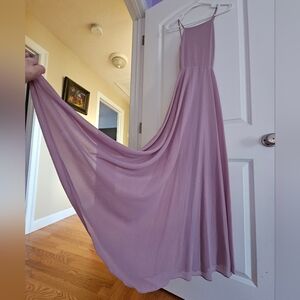 Bliss Mauve/Lilac Maxi Flowy Low Back Dress Size M